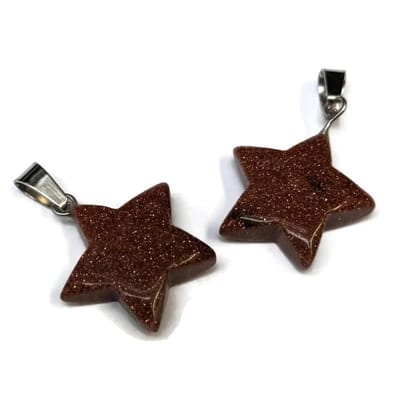 Aramat Jewels | Hangers | Gouden Zandsteen Ster Hanger met Rvs | | | |20mm | Staal | Volwassenen | Verkleurd niet