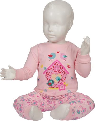 baby pyjama bird hotel 62 licht roze