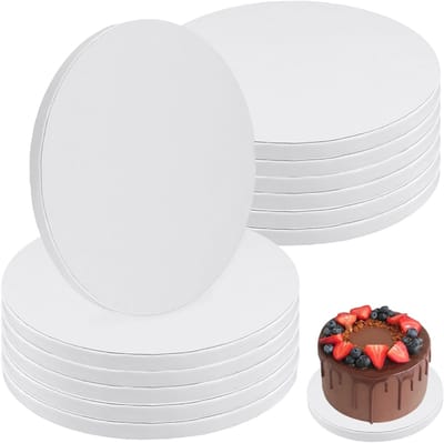 12 Stuks Witte Taartplaten van 20 cm - Dikke Golfkartonnen Taartbodems voor Bakken, Decoreren en Serveren