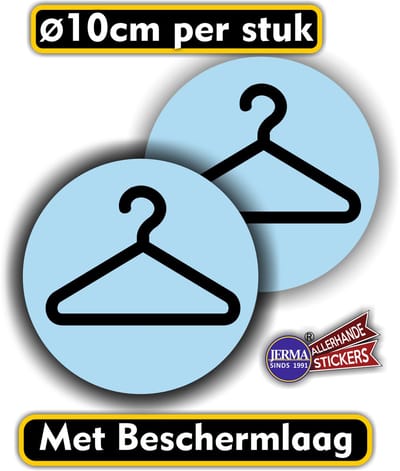 Jerma - Garderobe - Sticker - Blauw - set 2 stuks - Ø 10 cm - Zelfklevend - Krasbestendig - Vinyl