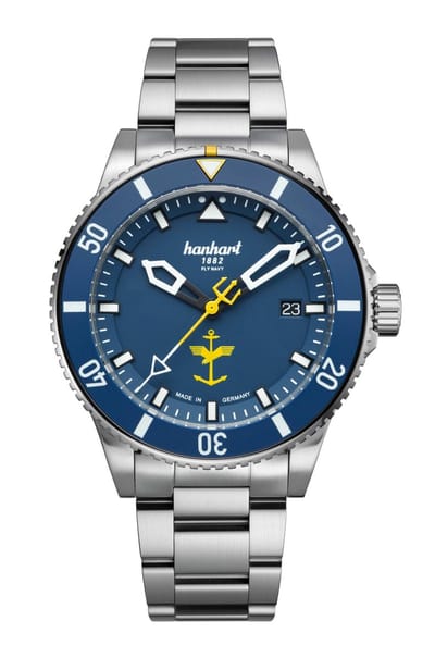 Hanhart FLY NAVY Aerosphere - Horloge - Stalen band - 42 mm