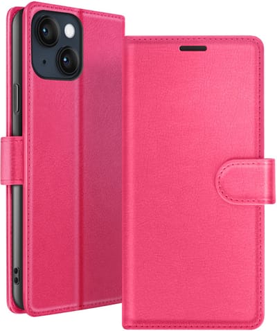 Zanae, Hoesje geschikt voor iPhone 14 - Wallet Case & Magneetsluiting, Fuchsia