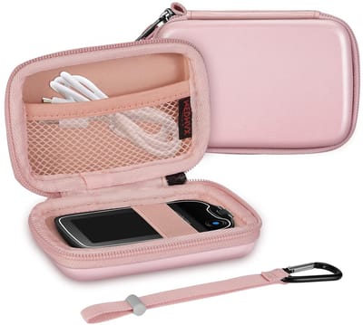 Hard Shell Beschermhoes voor Freestyle Libre 3 en Libre Reader, Lichtgewicht Schokbestendig, Diabetische Opbergtas met Clip en Handvat, Roze Goud