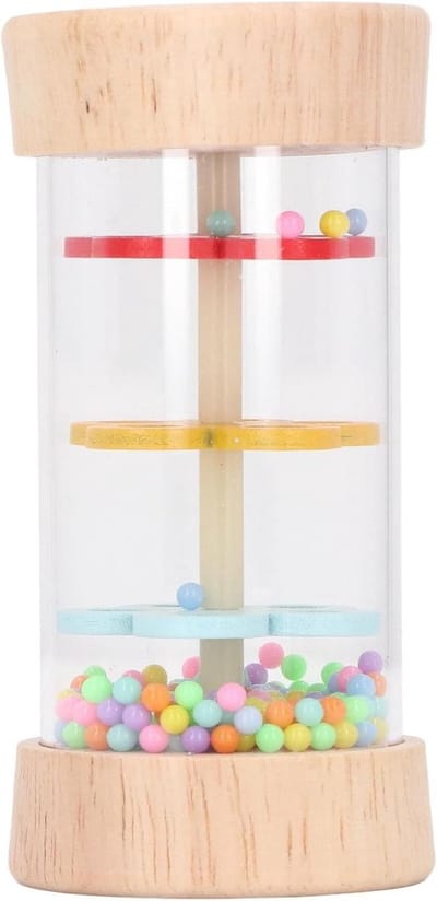 Regenmaker Speelgoed - Muziek Stok - Interactief Leren - Ontwikkelt Vaardigheden - 12 x 6 x 6 cm - Houtkleur