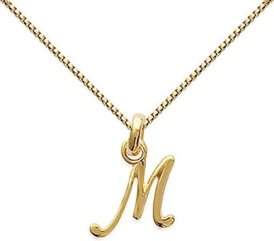 Amanto Ketting Letter M Gold - 925 Zilver Verguld - Alfabet - 11x18mm - 50cm