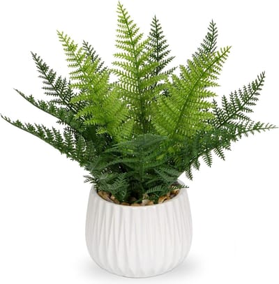 Decoratieve Nepplant in Keramieken Pot - 32cm Boston Fern voor Thuis, Kantoor en Badkamer - Realistische Faux Bladeren voor Sfeervolle Interieurdecoratie