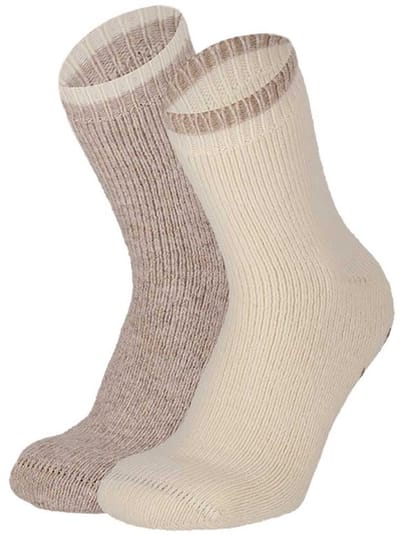 Apollo dames huissokken - alpaca wol - 2pack - multi beige - anti slip - maat 35/38