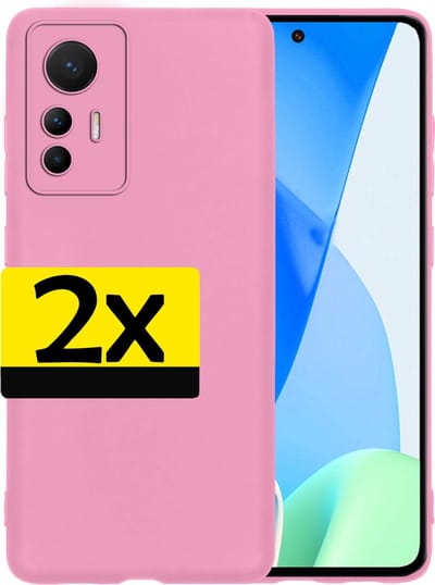 Hoesje - 2 Stuks - Geschikt voor Xiaomi 12 Lite - Sterk & Shockproof - Case Siliconen - Back Cover - Telefoon Hoes - Telefoonhoesjes - Lichtroze