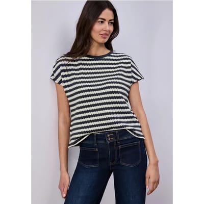 Shirt met losse schouders en strepen