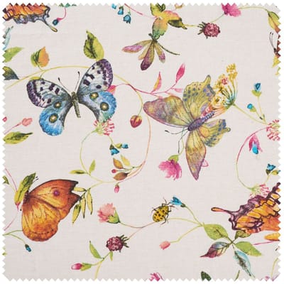 Decoratieve stof linnen optiek  "Vlinders en bloemen"