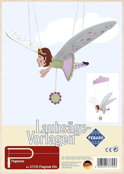 Figuurzaagsjabloon Vliegende Elf - Hout Knutselen - Creatief Hobbywerk - Voorgedrukt Motief - DIN A4 Formaat - Natuurlijk Hout