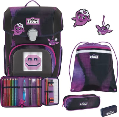 Scout Schooltas Movie Star Neo Set 4-delig Pink Pixel Paars