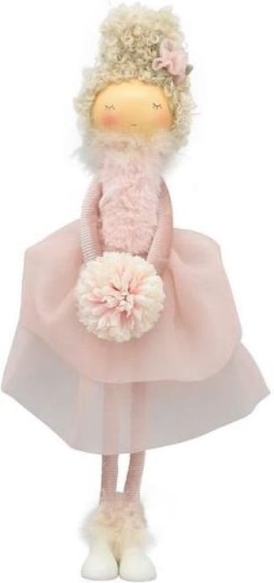 Pop kunststof meisje Roze met bloem