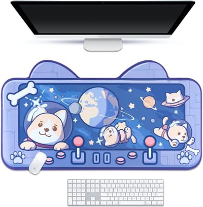 Leuke Blauwe Grote Ruimte Astronaut Muismat - Shiba Inu Cartoon Kawaii - Gaming Mousepad