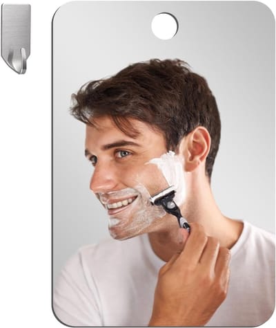 Vernevelingsvrij Douche Spiegel met Zuignap en Plakhaak, Ideaal voor Scheren en Badkamergebruik, Perfect voor Camping en Reizen