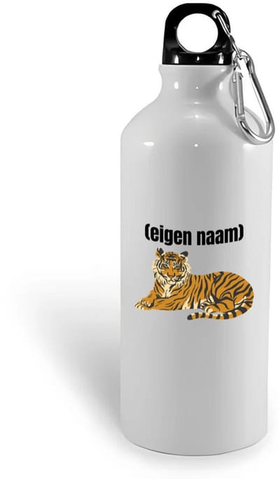 Hacebo® - tijger met eigen naam waterfles - Tijger - dieren liefhebber - iemand die houdt van tijgers - verjaardag - cadeau - kado - geschenk - water fles - 400ML