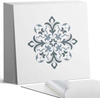 Coloray Plaktegels - Bloemmotief in symmetrie Zelfklevende Tegels - 20 cm x 20 cm - Grijs Plaktegels - 20 stuks - Vierkant PVC Tegels - Plaktegels Badkamer - Plaktegels Vloer - Vinyl Tegels - Wandtegel Zelfklevend