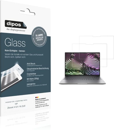 dipos – 2x Pantserfolie geschikt voor HP Zbook X G1i 16 Zoll | 9H Screenprotector