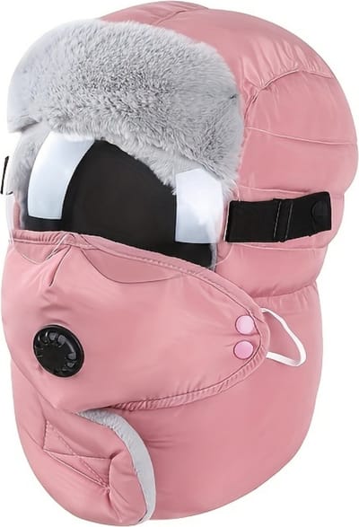 Nivard Wintermuts - Heren - Dames - Volwassenen - Muts - Ski Mask - Bivakmuts - Balaclava - Ski Masker - Face Mask - Full Face Mask - Winter Masker - Met Bril - Roze