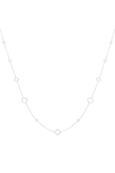 Ketting lang klavertjes Zilver Stainless Steel