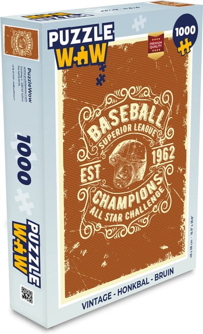 Puzzel Vintage - Honkbal - Bruin - Legpuzzel - Puzzel 1000 stukjes volwassenen
