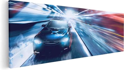 Artaza Canvas Schilderij Sportwagen - 60x20 cm - Muurdecoratie Auto - Wanddecoratie Mancave - Kamer Accessoires