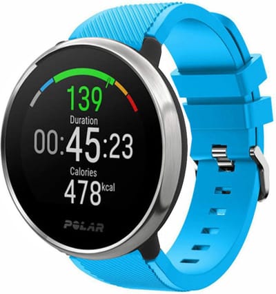 Strap-it Twill siliconen bandje - geschikt voor Polar Ignite / Ignite 2 / Ignite 3 / Unite / Pacer - lichtblauw