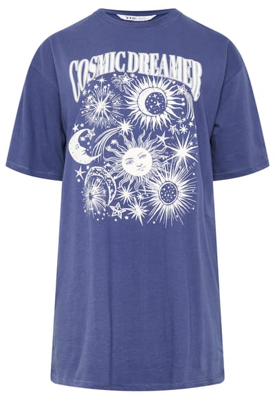 Yours Curve Marineblauw Slaapshirt Met Hemelprint Size 40-42