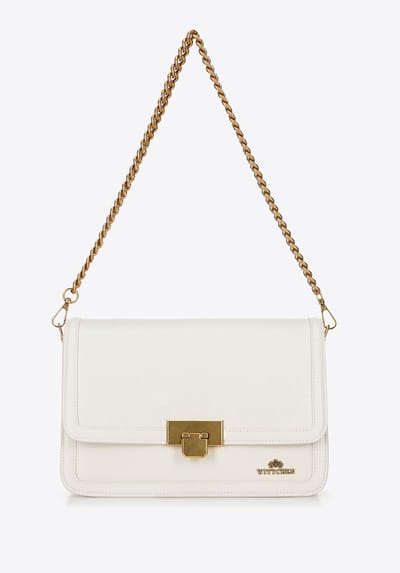 Wittchen Dames Leren Crossbody Tas met Afneembare Ketting, Crème, Polyester
