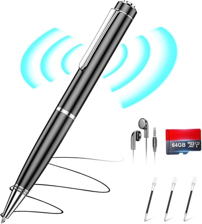 Daity Digitale spraakrecorder van 64 GB - Spraakgestuurde digitale spraakrecorder - Met intelligente ruisonderdrukking - Geschikt voor colleges - vergaderingen - werk - interviews en andere gelegenheden.