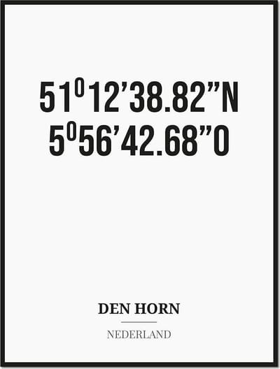 Poster/kaart DEN HORN met coördinaten