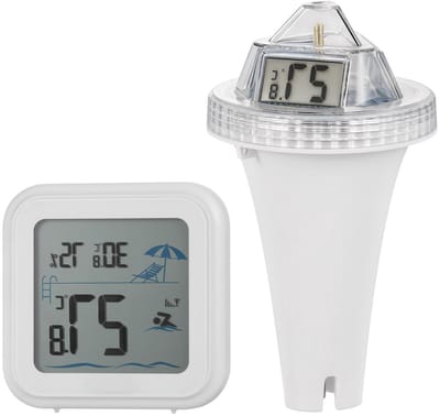 Drijvende Zwembadthermometer - Water Temperatuur Meter - Zwembad Bewaken - Drievoudig LCD Display - 17 cm Hoog - Wit