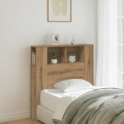 vidaXL - Hoofdbordkast - 100x18,5x102,5cm - bewerkt - hout - artisanaal - eikenkleur