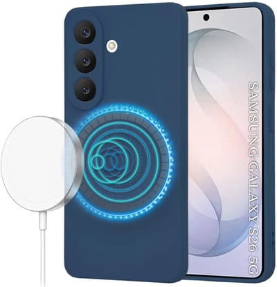 Hoesje geschikt voor Samsung Galaxy S26 - Techsuit Soft Flex Silicone Back Cover - Geschikt voor MagSafe - Navy Blue