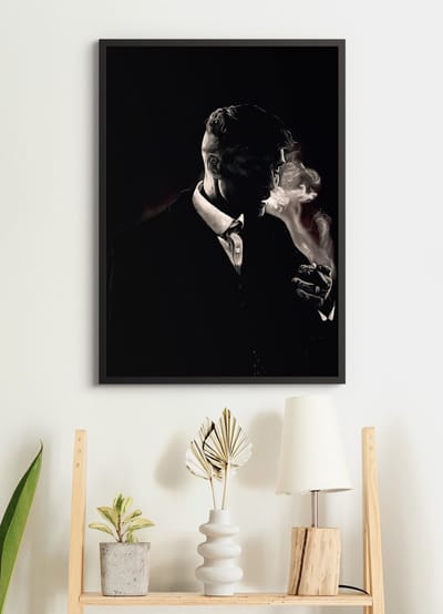 Poster In Zwarte Lijst - Thomas Shelby - Peaky Blinders - Large 70x50 - Wanddecoratie - Wissellijst