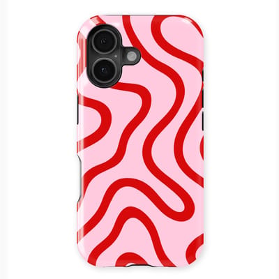DripCase Curvy Lines Hoesje geschikt voor iPhone 17 | Backcover met Mag | Design Tough Case geschikt voor iPhone 17 Candy Current