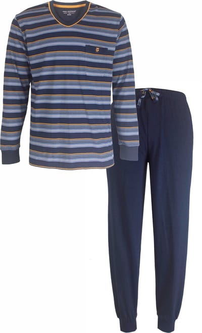 Paul Hopkins Heren Pyjama - 100% Katoen - Borstzakje - Blauw - Maat L