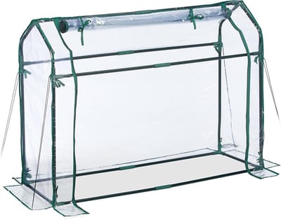 Famanu - Kweekkas, van oprolbare deur, HxBxD: 92 x 124 x 42 cm, met steeksysteem, scheerlijnen, transparant