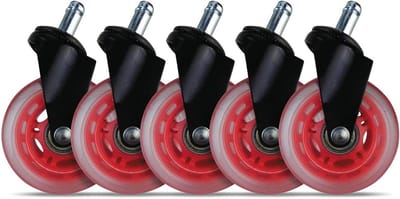 Set van 5 Zachte Wielen voor Bureaustoel en Gamingstoel - 75mm Rubber Zonder Krassen