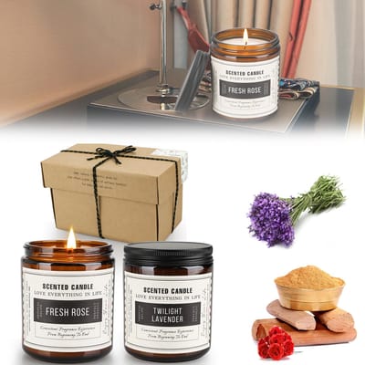 Froadp Aromatherapie Duftkerzen Geschenkset 120g – 4-Teiliges Set Im Apothekerglas Mit Schwarzem Deckel, Duftkerzen-Dekorationsset