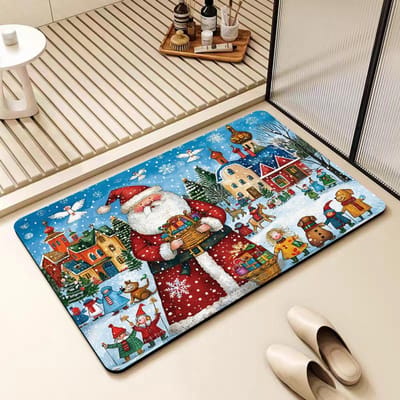 Diatomeeënaarde Mat Santa Badkamer Anti-slip Pad Cartoon Badkamerdeur Absorberende Pad 50 * 80cm