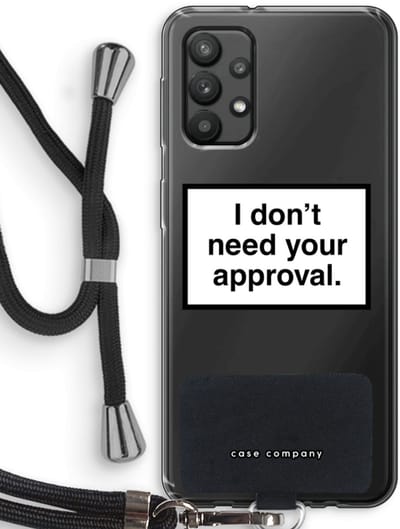 Hoesje met koord geschikt voor Samsung Galaxy A32 4G hoesje met Koord - Don't need approval - Telefoonhoesje met Zwart Koord - Bescherming aan alle Kanten en Over de Schermrand