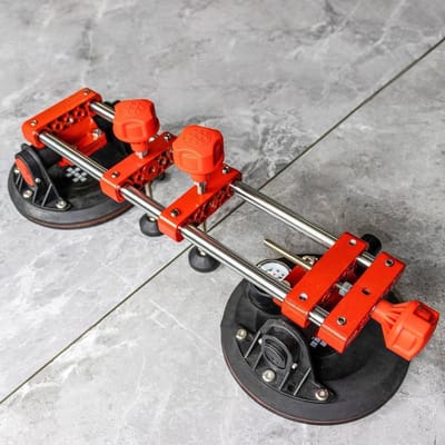 Naad Setter Tool - Voeg Gereedschap - Stenen Verbindingen - Dubbele Vacuüm Zuignap - 2x 150mm Zuignappen - Zilver