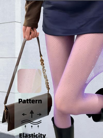Collants résille violets pour femmes avec strass brillants, haute élasticité, transparents, coupe ajustée, décontractés, résille transparente S gray