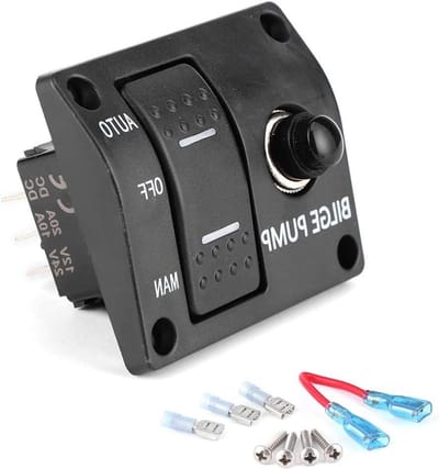 Lenspomp Schakelpaneel - Pompbesturing Boot - Automatische Controle - Ingebouwde Stroomonderbreker - 12V 24V - Zwart