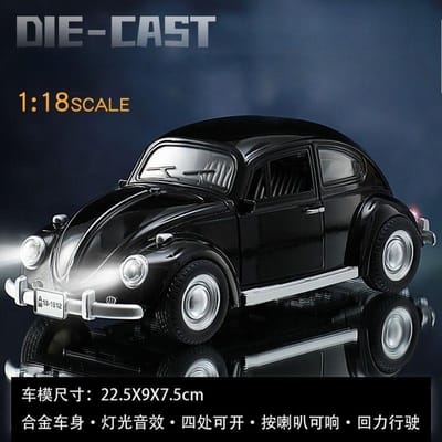 1:18 1955 Kever Klassieke Auto Vintage Legering Auto Model Simulatie Diecast Speelgoed Auto Collectie Met Geluid En Licht black