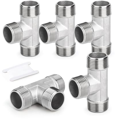 5 stuks roestvrij staal 304 3/8" BSP Male T Shaped 3 Way voor Water/Olie/Gas