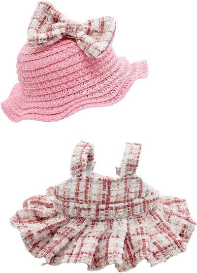 Poppenkleding set - Handgemaakte mode - Poppen aankleden - Compleet 3-delig - Voor 17 cm poppen - Puur roze