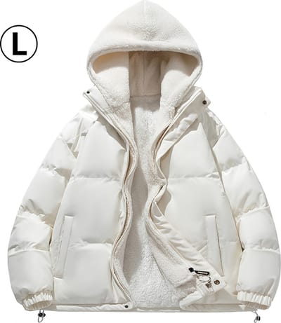 Nivard Parka Heren - Winterjas - Sherpa - Voor Heren - Jas - Winter - Volwassen - Extra Zacht - Wit - Maat L