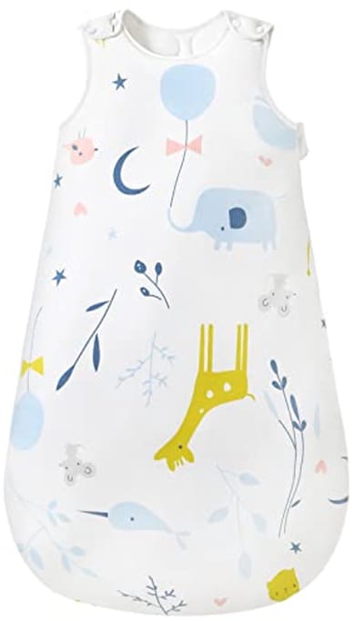Mosebears Baby winterslaapzak, kinderslaapzak, 2,5 TOG, slaapzak van 100% katoen, verschillende maten, van geboorte tot leeftijd van 18 maanden, slaapzak het hele jaar door (wit dier, 18-24 maanden)